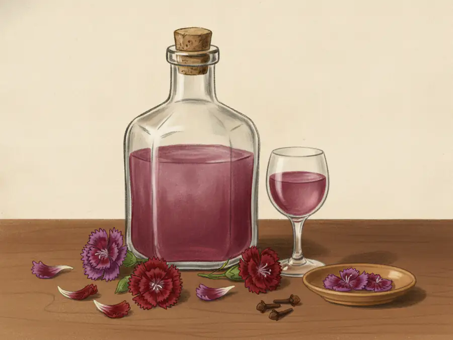 Sack with Clove-gilly flowers — illustration